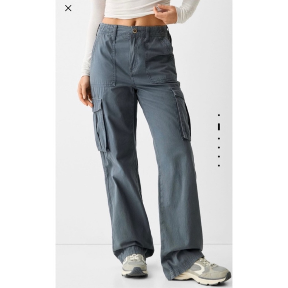 Bershka Women's Blue Cargo Jeans